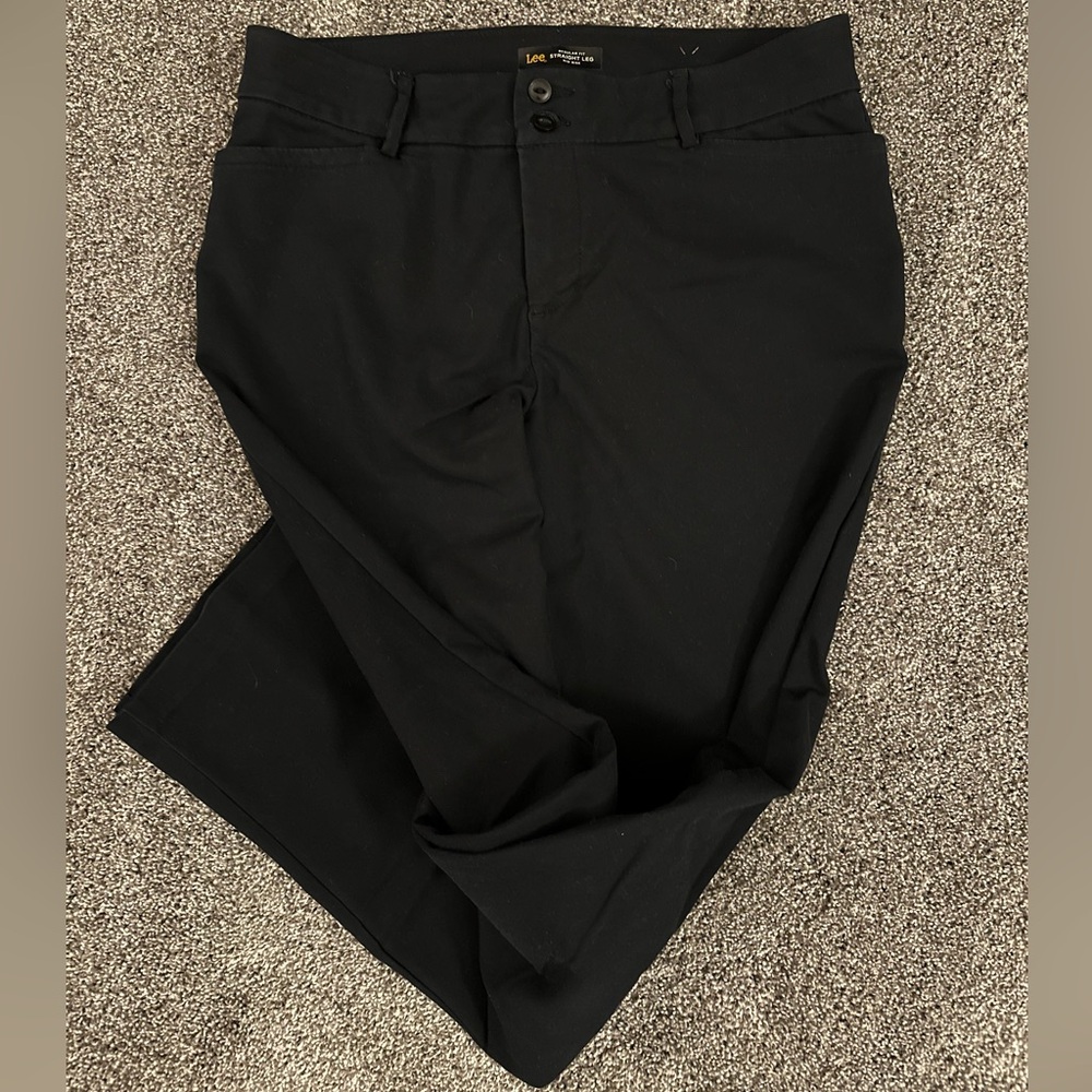 Black Lee Straight Leg Work Pants Women